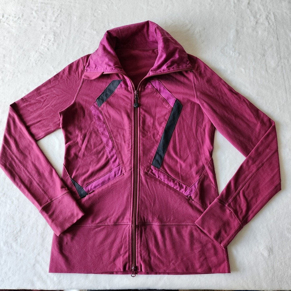 Lululemon Origami Stride Jacket Womens 8 Fuchsia Full Zip Long Sleeve *Pilling‎
